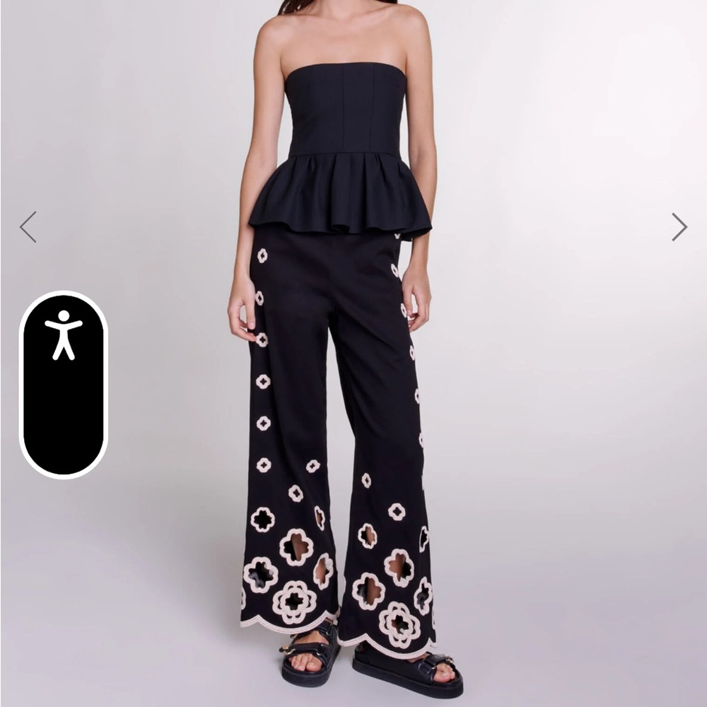 Maje wide leg crotchet trousers